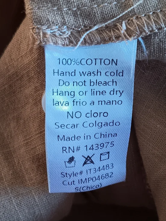 Carly Jean Los Angeles Tan Lace Button Front Top S Sleeveless Cotton Blouse - Picture 6 of 6